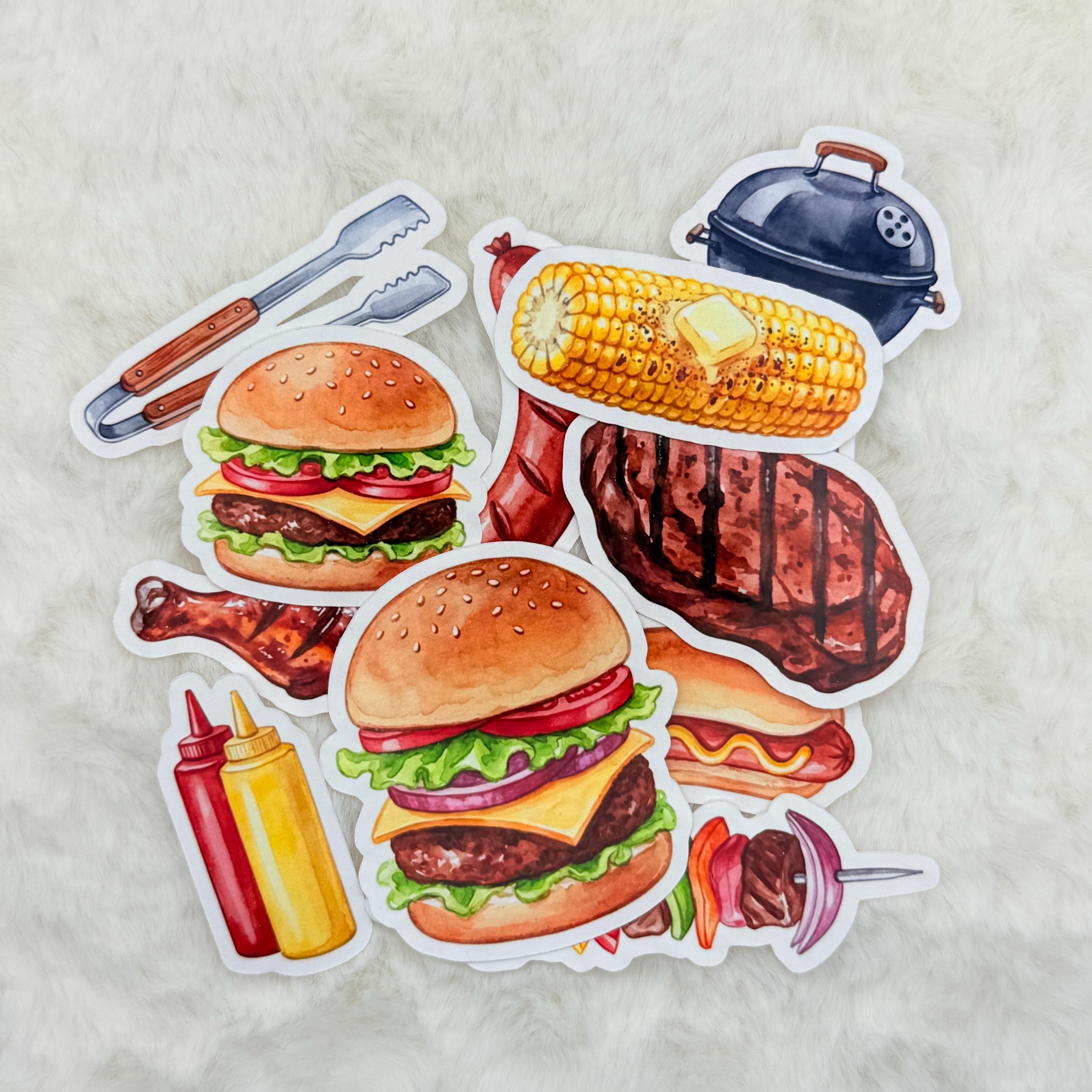 Summer BBQ Sticker Pack, Grilled Food Cookout Art - Etsy