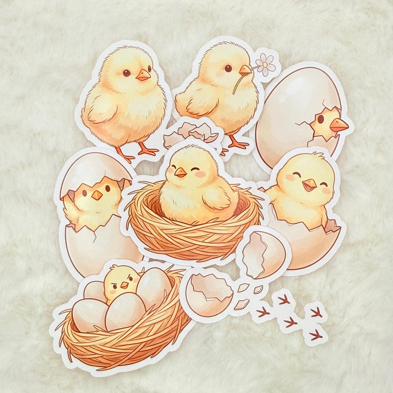 Baby Chick Sticker Pack, Spring Farm Animals, Easter Chick Art - Etsy