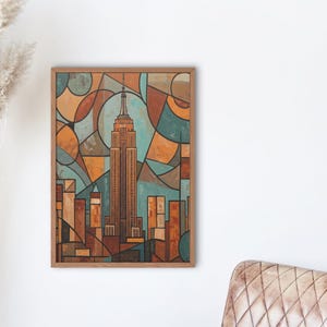 Empire State Building Wall Art Abstract NYC Architecture Print Geometric New York City Skyline Modern Urban Decor Geometric Decor