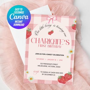 MODIFIABLE Notre modèle d'invitation pour le premier anniversaire de notre petite baie, invitation pour le premier anniversaire de la baie, modifiable sur toile, invitation d'anniversaire numérique