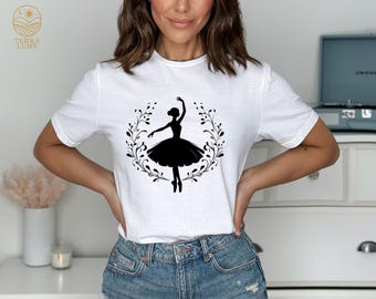 Floral Ballerina Silhouette Shirt, Ballet Dancer Tee