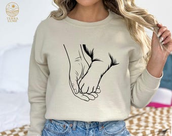 Dog Paw Hand Sweatshirt, Pet Lover Hoodie