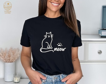 Cat Meow T-Shirt, Funny Cat Lover Tee
