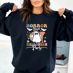 Horror Night Ghost Sweatshirt, Funny Halloween Party Hoodie