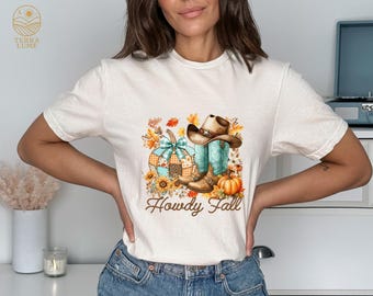 Howdy Pumpkin Western Tee, Fall Coquette Bow Shirt