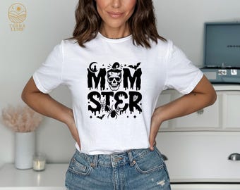 Momster Halloween Shirt: Funny Spooky Season Skull Tee