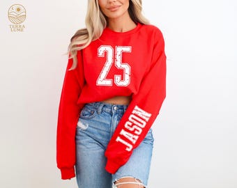 Custom Number & Name Sweatshirt, Sports Number Crewneck, Personalized Game Day Hoodie