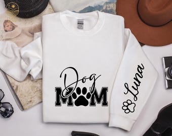 Personalized Dog Mom Sweatshirt, Custom Dog Name Hoodie