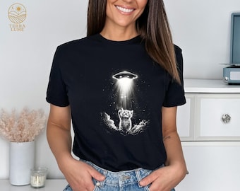 UFO Cat Abduction T-Shirt, Sci-Fi Humor Tee