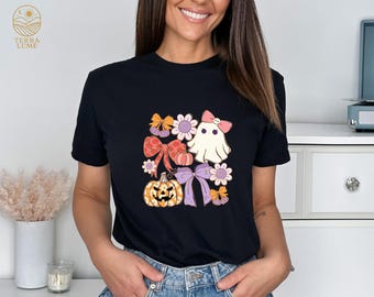 Coquette Halloween Ghost Shirt, Girly Spooky Season Tee