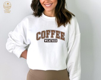 Retro Coffee Weather Sweatshirt, Fall Coffee Lover Gift, Pumpkin Spice Hoodie, Thanksgiving Crewneck
