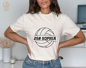 Personalized Volleyball Team T-Shirt, Custom Name & Number