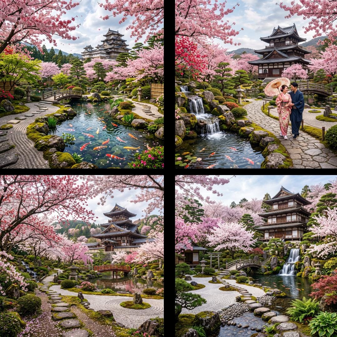 Cherry Blossom Sanctuary | Japanese Zen Garden Landscape - Etsy