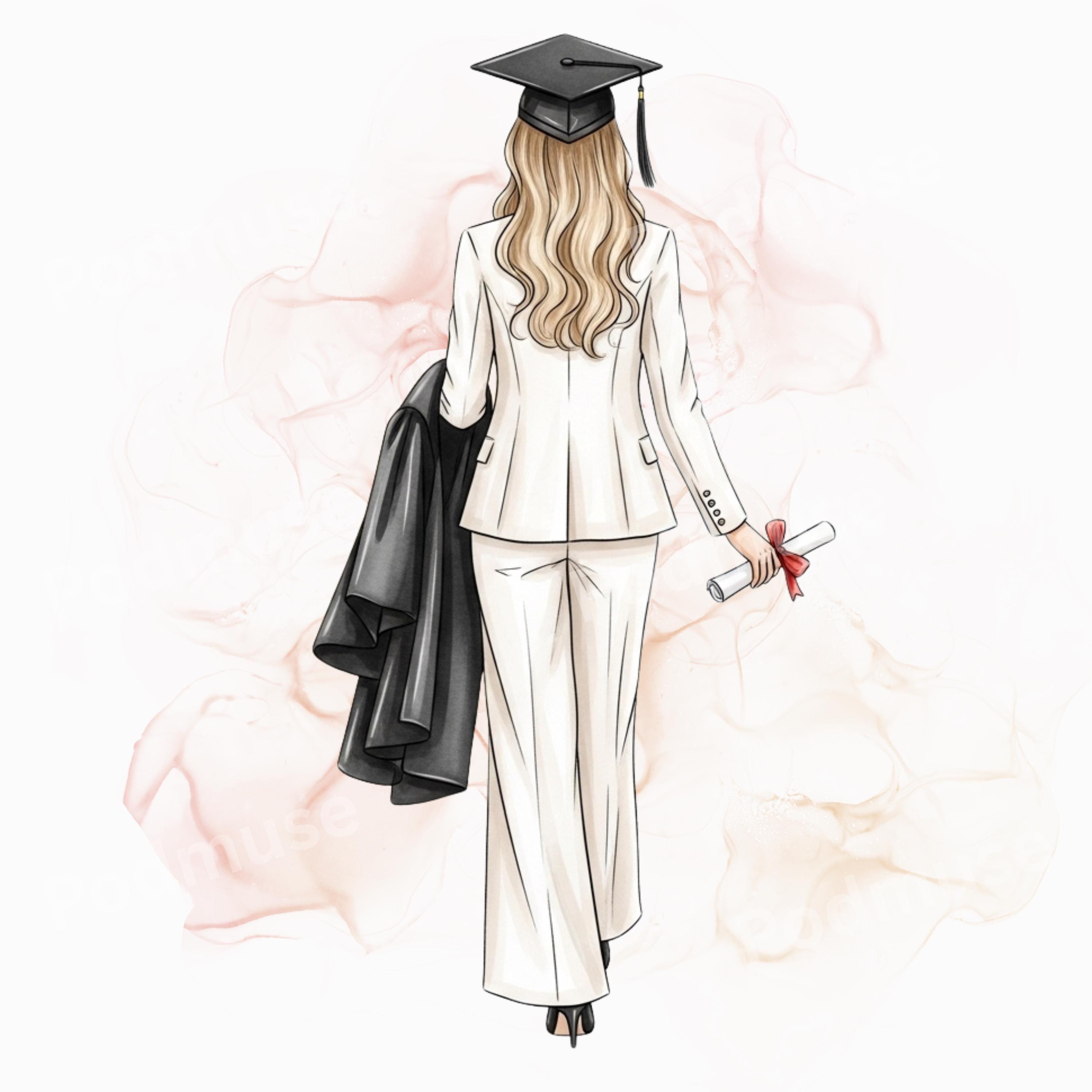 Graduation Pc Face Less Graduation Girl Clipart Bundle PNG, Elegant Graduate Woman Illustration ...