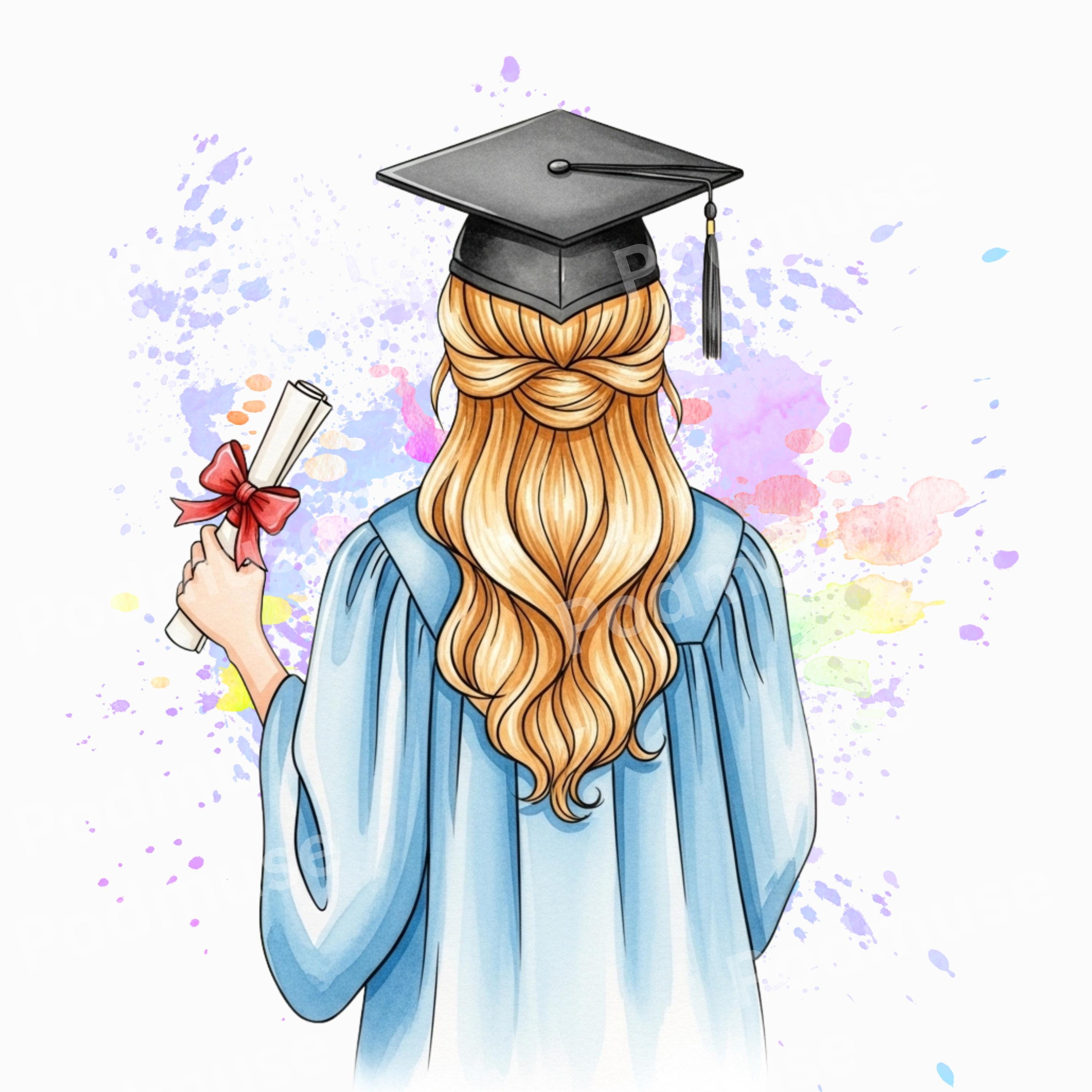 Graduation Pc Face Less Graduation Girl Clipart Bundle PNG, Elegant Graduate Woman Illustration ...
