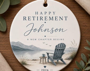 Retirement Ornament, Personalized Farewell Gift for Coworker, Happy Retirement Gift for Boss, New Chapter Beach Keepsake,Custom Retired 2026