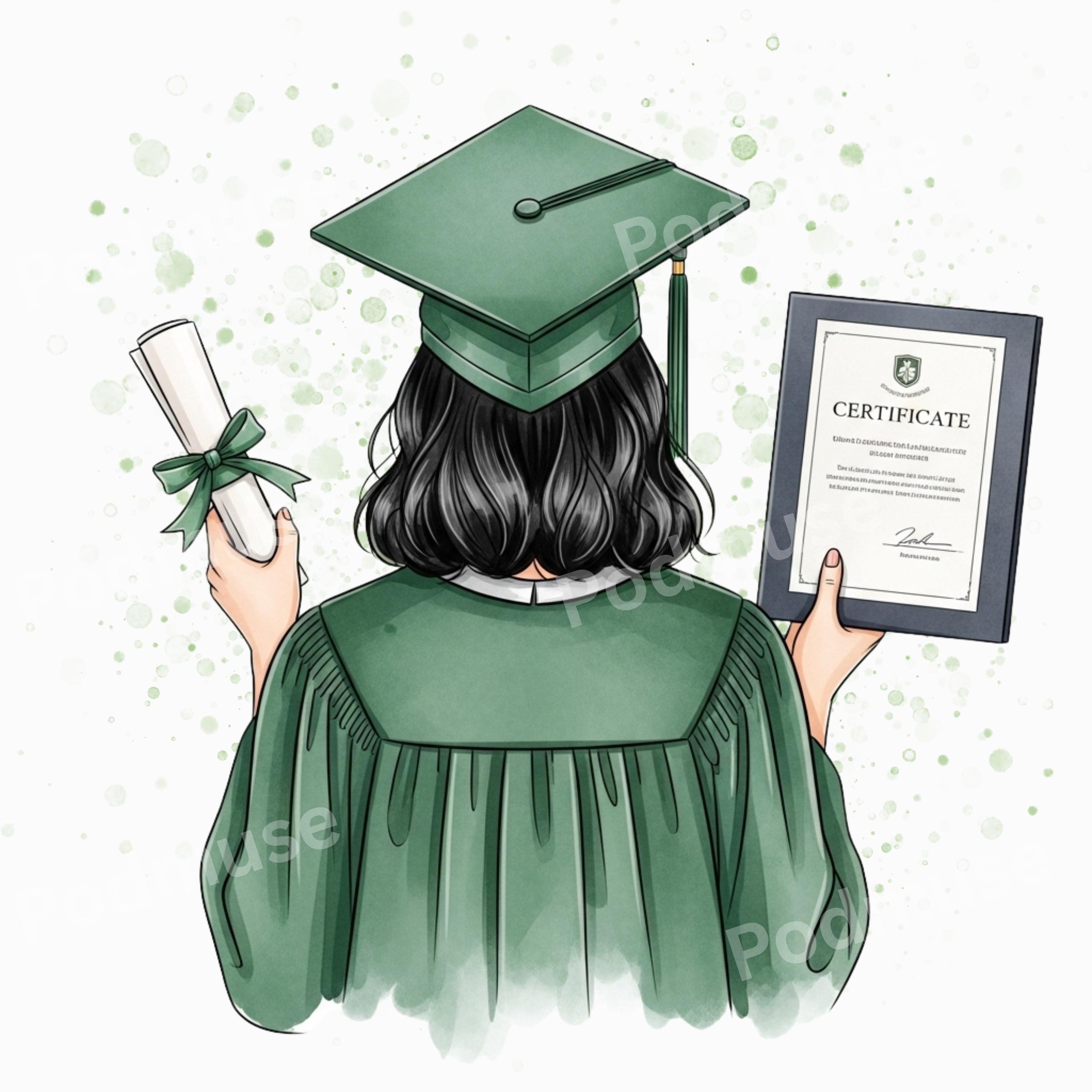 Graduation Pc Face Less Graduation Girl Clipart Bundle PNG, Elegant Graduate Woman Illustration ...
