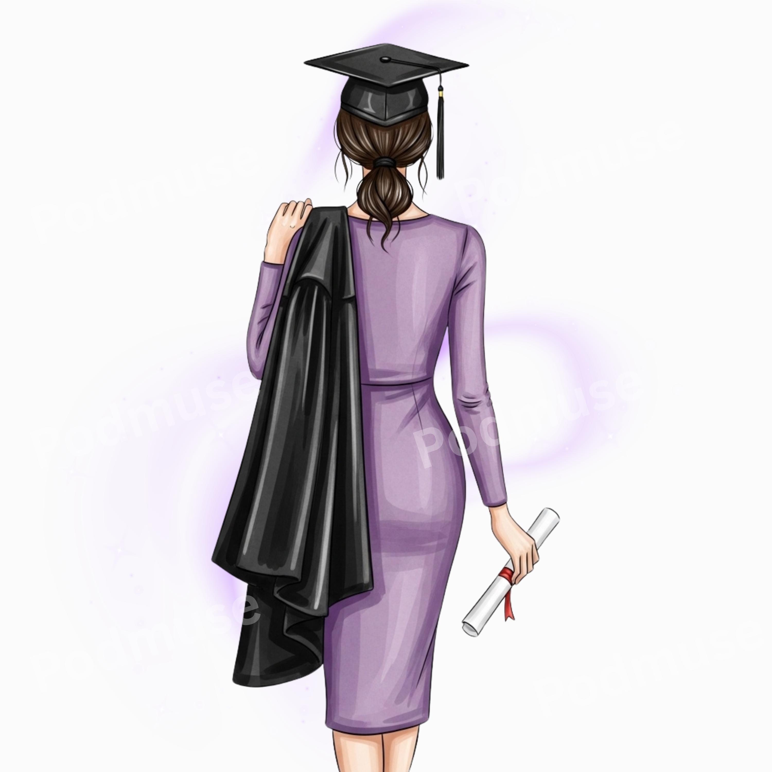 Graduation Pc Face Less Graduation Girl Clipart Bundle PNG, Elegant Graduate Woman Illustration ...