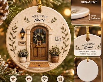 Housewarming Ornament, New Home Gift, Realtor Closing Gift, First Home Keepsake, Personalized Welcome Home Ornament, New Homeowner Gift