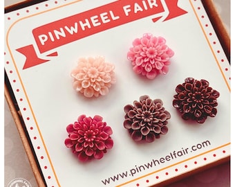 Cottagecore Flower Magnet Set or Push Pin Set | Pinks Browns | Vintage Floral Magnets | Botanical Garden Lover Gift | Cottagecore Aesthetic