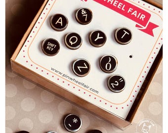 Vintage Style Typewriter Keys Replica Magnets or Push Pins – Retro Office Decor, Gift for Writer, Retro Aesthetic Decor