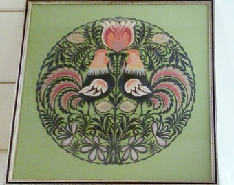 Vintage Rooster Papercut Traditional Polish Wycinanki Pattern