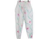 Hand Painted Surf Pants, High Waist Loose Fit Baggy, Festival Beach Wear, Up to 34 inch waist