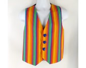 Rainbow Stripe Vest, Vintage 1970s Unisex Costume, Size M