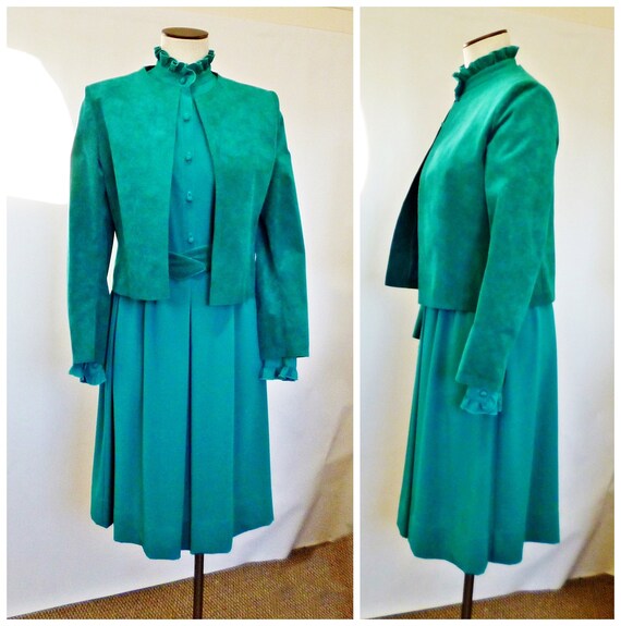 Lilli Ann Skirt Suit Vintage Ultrasuede 1970s Jac… - image 4