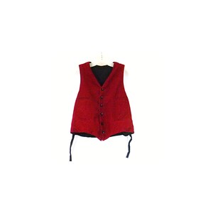 Corduroy Vest, Vintage 1970s Unisex Size Small RED image 2