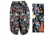 Balloon Knickers, Funky Crow Print, Upcycled Handmade, Waist 24-28 inch Inseam 14 inch
