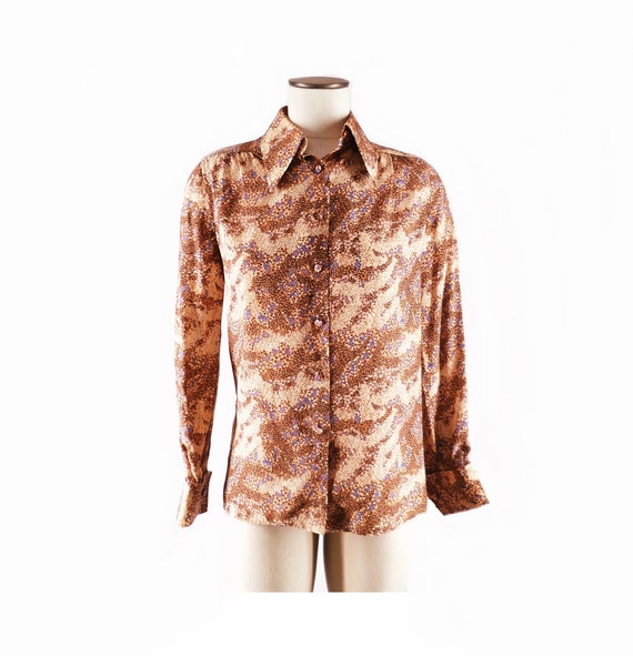 Silk Print Blouse, Made in Italy, Vintage 1970s E… - image 1