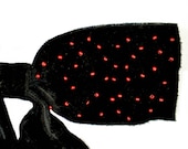 Black Velvet Hair Bow with Maroon Beads, OOAK Handmade Vampire Hair Bow