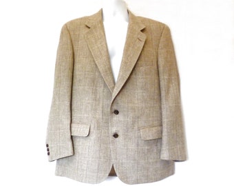 Burberrys 2 Button Sport Coat, Raw Silk, Vintage 1980s, Estimated Size 44, Large