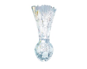 1920s Lead Crystal Floor Vase, 13 Inches Tall