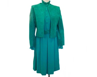 Lilli Ann Skirt Suit Vintage Ultrasuede 1970s Jacket Dress and Belt Adolph Schumann