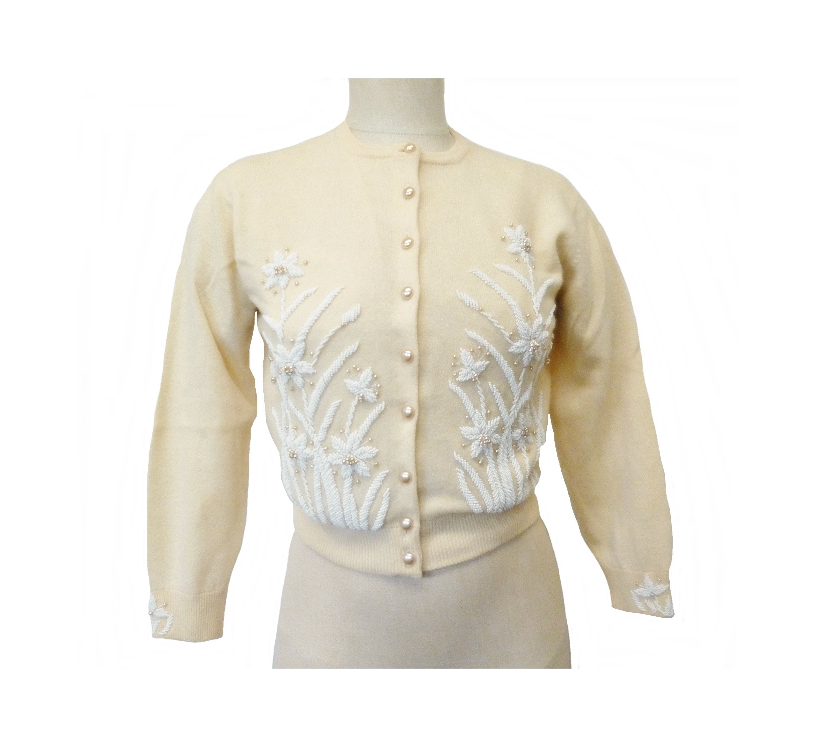 Cashmere Sweater Beaded Cardigan Size 