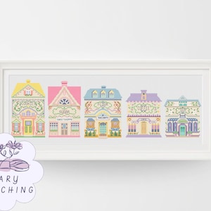 Kitchen Canister Houses (Spice House Set)- PDF DIGITAL Cross Stitch Pattern