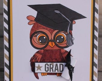 Graduation Card, Owl Graduation Card, Owl with Glasses Graduation Card