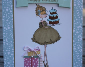 Birthday Card, Stamping Bella Uptown Ava Birthday Card, Birthday Cake Birthday Card, Copic Colored Birthday Cake Card