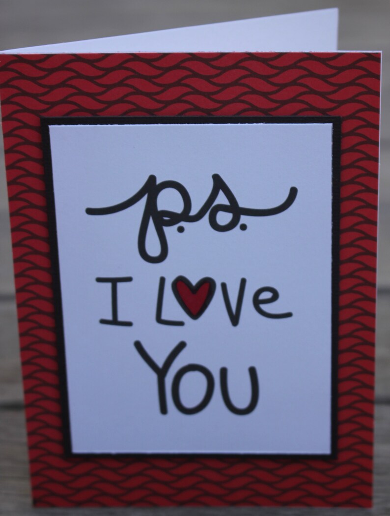 Valentine Card, P.S. I LOVE YOU Card, Husband Valentine Card, Wife Valentine Card image 4