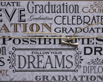 Graduation Card w/silver Graduate Charm, High School Graduation Card, College Graduation Card, Vocational Graduation, Commencement Card