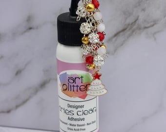Glue Bottle Topper-White Christmas Tree Charm, Glue Bottle Dangle, Glue Bottle Jewelry, Scrapbooking Tool, Crafters Tool