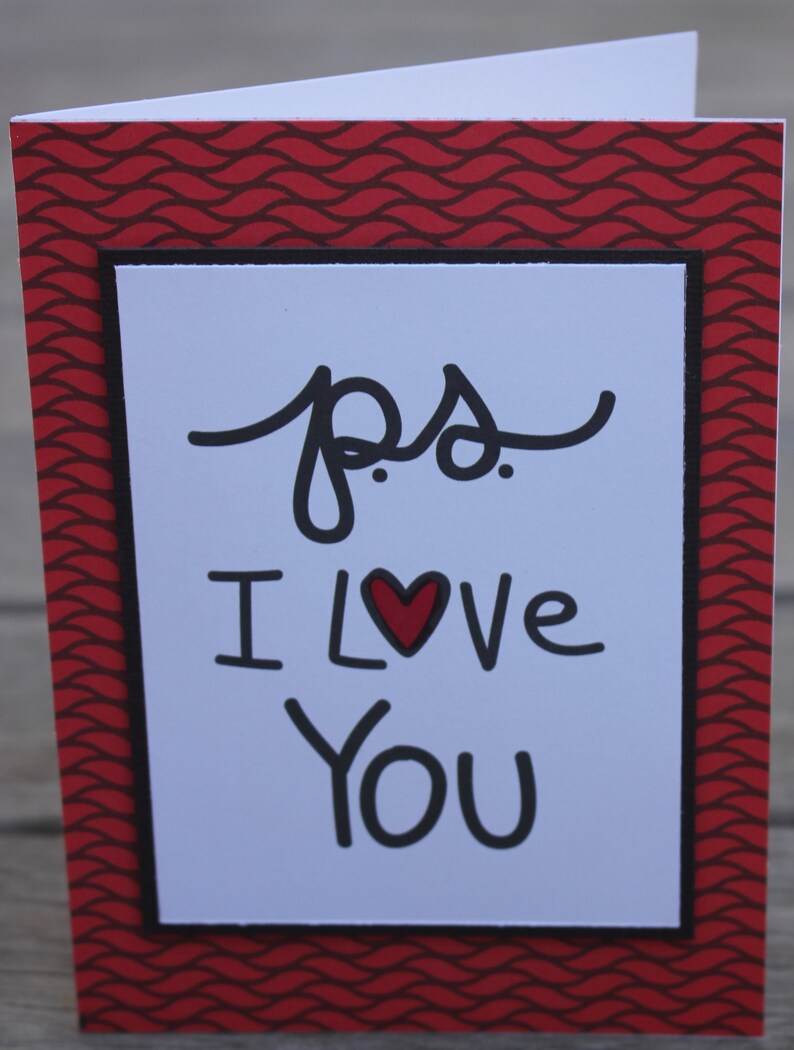 Valentine Card, P.S. I LOVE YOU Card, Husband Valentine Card, Wife Valentine Card image 1