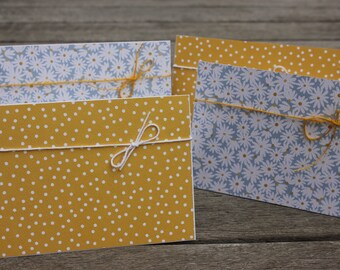 Floral Notecards, Blank Daisy and Polkadot Notecards, Blank Daisy Notecards, Blank Polkadot Notecards, Stationary Set