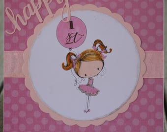 1st Birthday Card, Baby Girl 1st Birthday Card, Baby 1st Birthday Card, Stamping Bella Birthday Girl Card