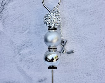 Pokey Tool- Silver Beads w/Silver Hockey Sticks Charm, Scrapbookers Tool, Cookie Scribe, Die Cut Tool, Plastic Wrap Removal Tool