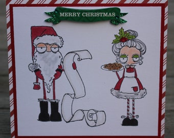 Christmas Card, Oddball Santa and the Missus Card, Stamping Bella Santa and the Missus Card, Holiday Card