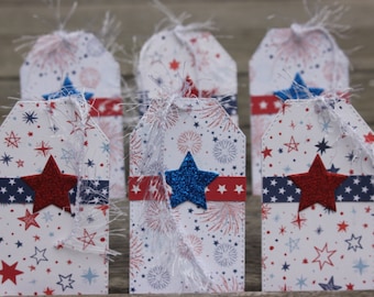 4th of July Gift Tags, Red, White, & Blue Gift Tags, Stars and Stripes Gift Tags, Holiday Gift Tags, Gift Tags