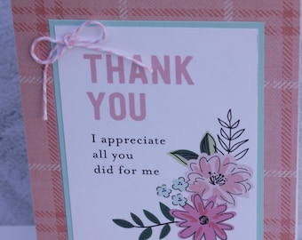 Thank You Card, Floral Thank You Card, Thank You Card for Her, Appreciation Card